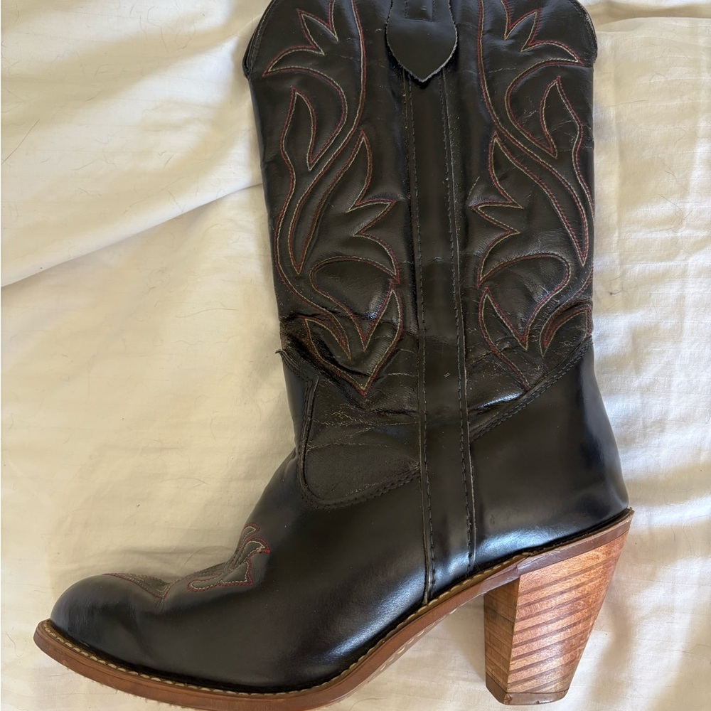 Black Leather Western Boots